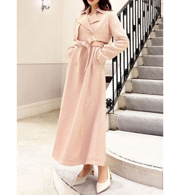 RESEXXY「2WAYツイードレイヤードコート」|トレンチコート|ピンク