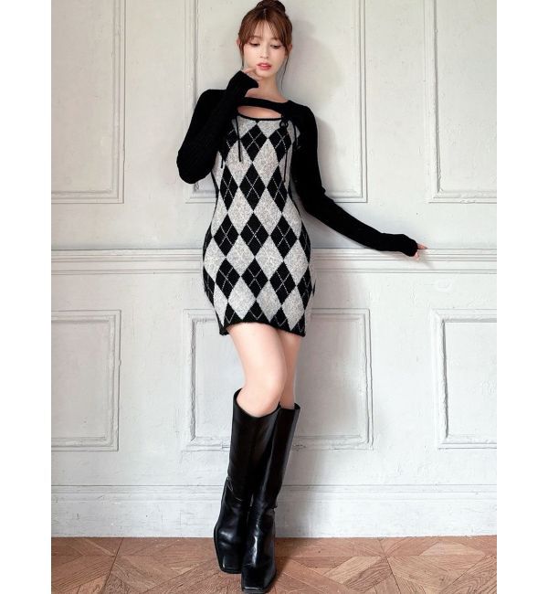 RESEXXY「アーガイルタイトニットミニワンピース」|ワンピース|