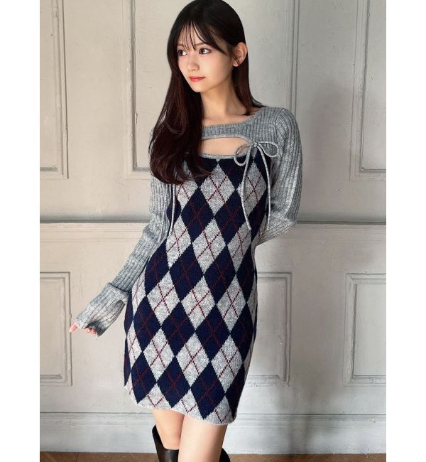 RESEXXY「アーガイルタイトニットミニワンピース」|ワンピース|