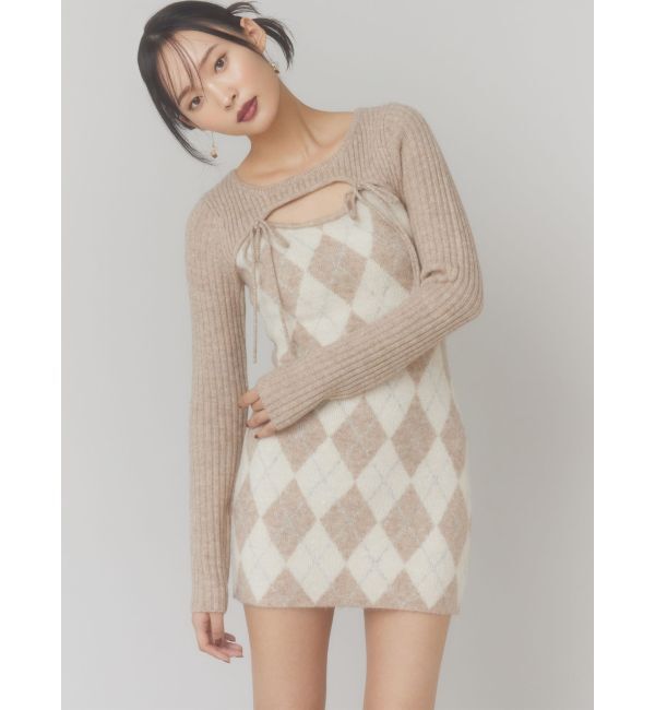 RESEXXY「アーガイルタイトニットミニワンピース」|ワンピース|