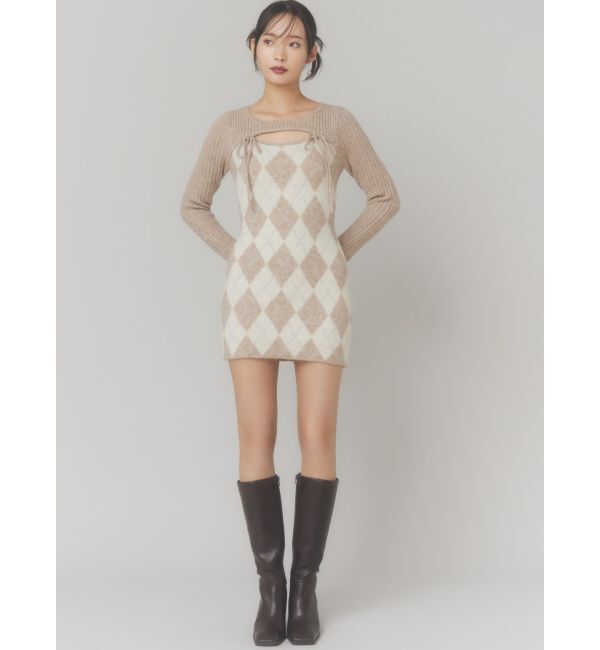 RESEXXY「アーガイルタイトニットミニワンピース」|ワンピース|