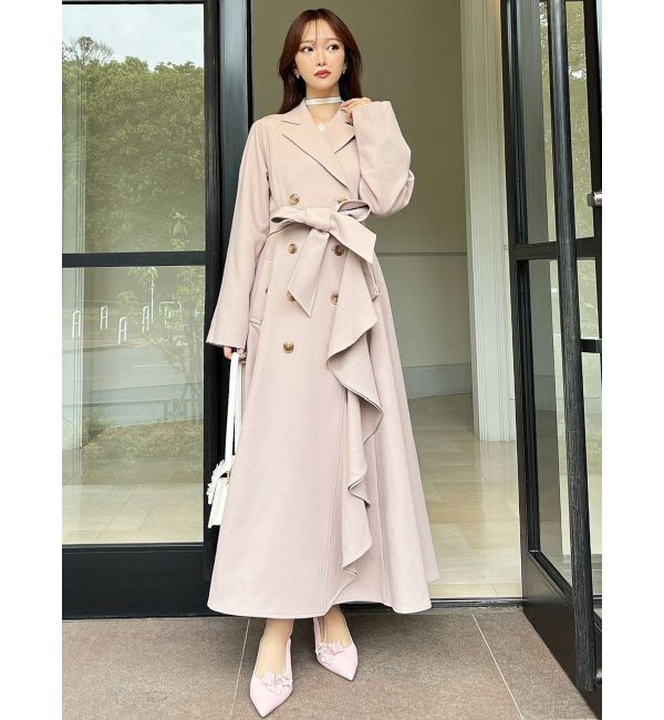 RESEXXY「カスケードフレアロングコート」|トレンチコート|