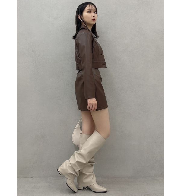 dazzlin「【SETUP】ショートタイトマテリアルジャケット※セットアップ対応」|ライダースジャケット|