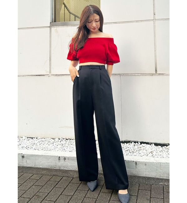 MERCURYDUO「クロップドオフショルダーニット」|ニット・セーター|