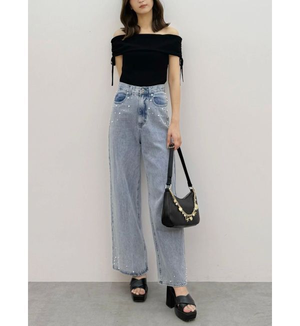 MERCURYDUO「【追加生産】パールデニムパンツ」|デニム|