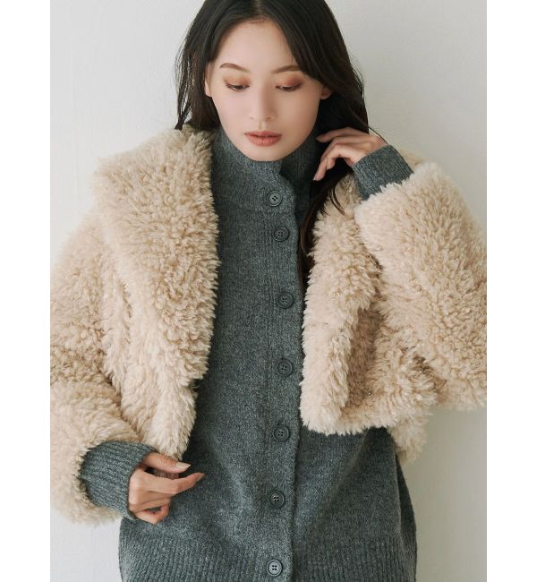 MERCURYDUO「テーラードカラーフェイクファーショートコート」|その他|