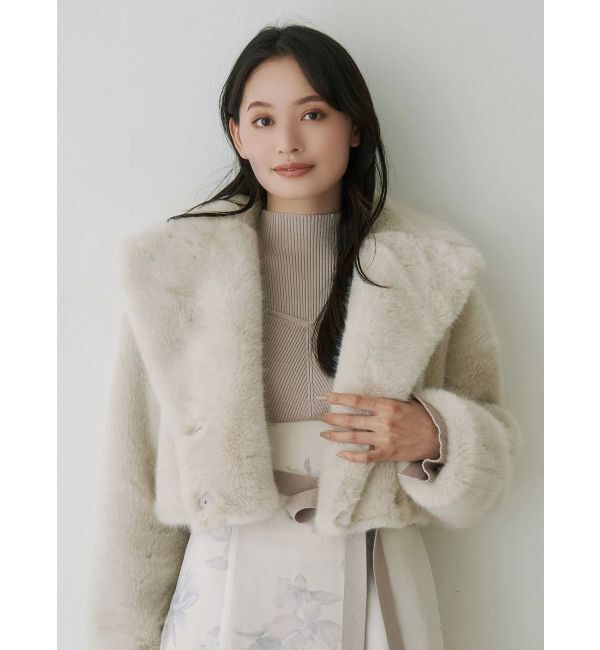 MERCURYDUO「テーラードカラーフェイクファーショートコート」|その他|
