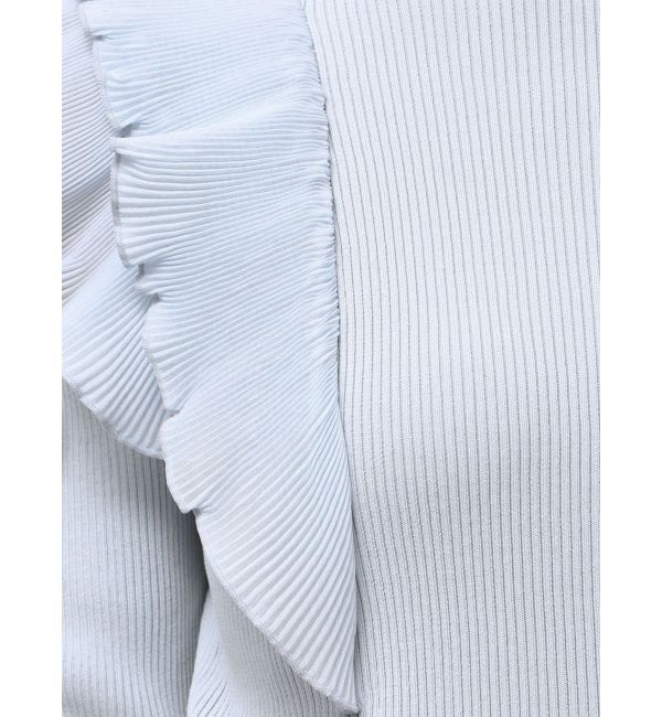 MERCURYDUO「異素材プリーツラッフルリブニット」|ニット・セーター|