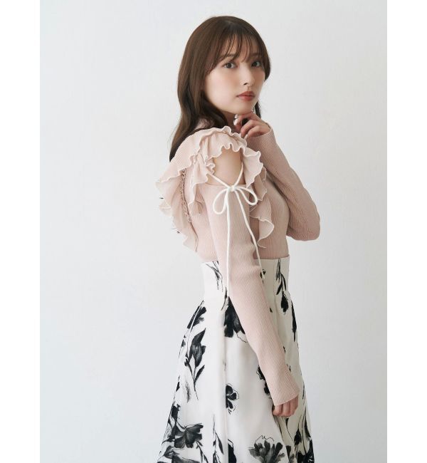 MERCURYDUO「フロッキープリントフレアスカート」|スカート|