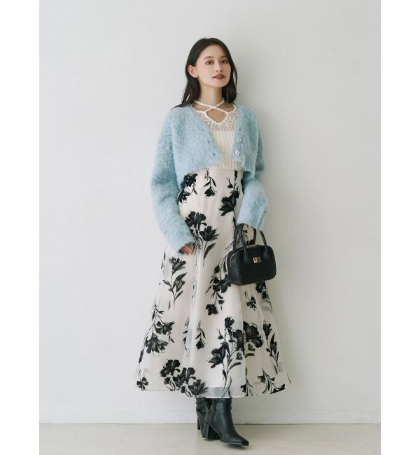 MERCURYDUO「フロッキープリントフレアスカート」|スカート|