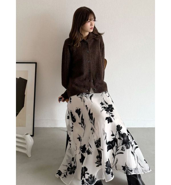 MERCURYDUO「フロッキープリントフレアスカート」|スカート|