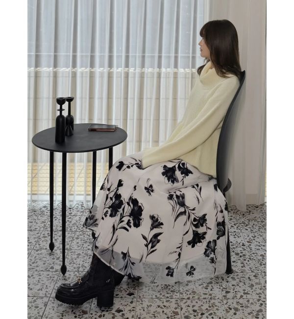 MERCURYDUO「フロッキープリントフレアスカート」|スカート|