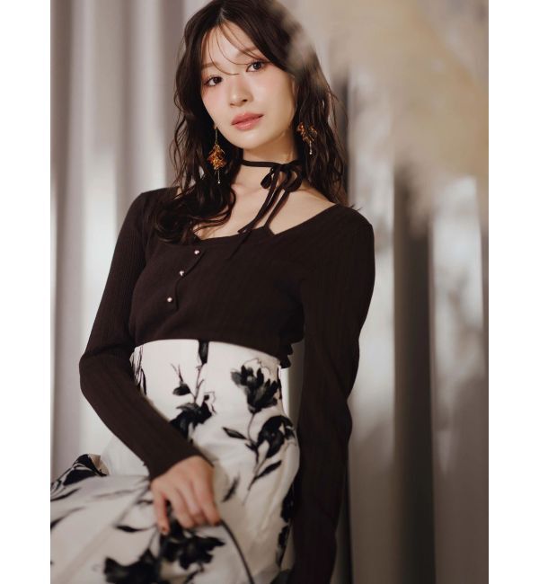 MERCURYDUO「フロッキープリントフレアスカート」|スカート|