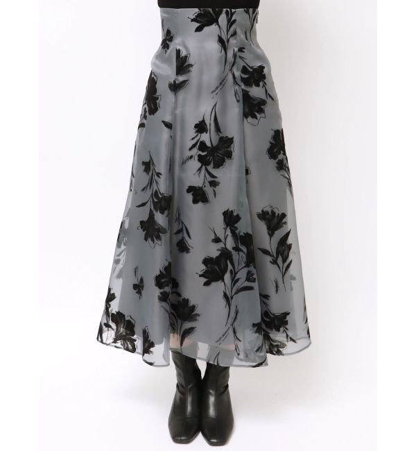 MERCURYDUO「フロッキープリントフレアスカート」|スカート|