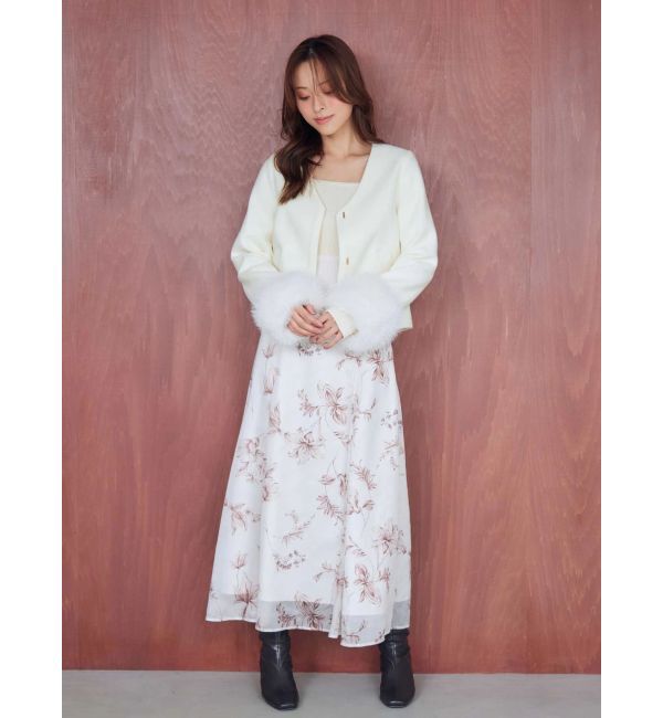 MERCURYDUO「フェイクファー付きノーカラーショートコート」|その他|