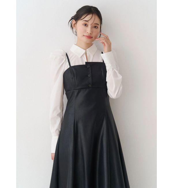 MERCURYDUO「アシメビスチェドッキングパワショルシャツワンピース」|ワンピース|