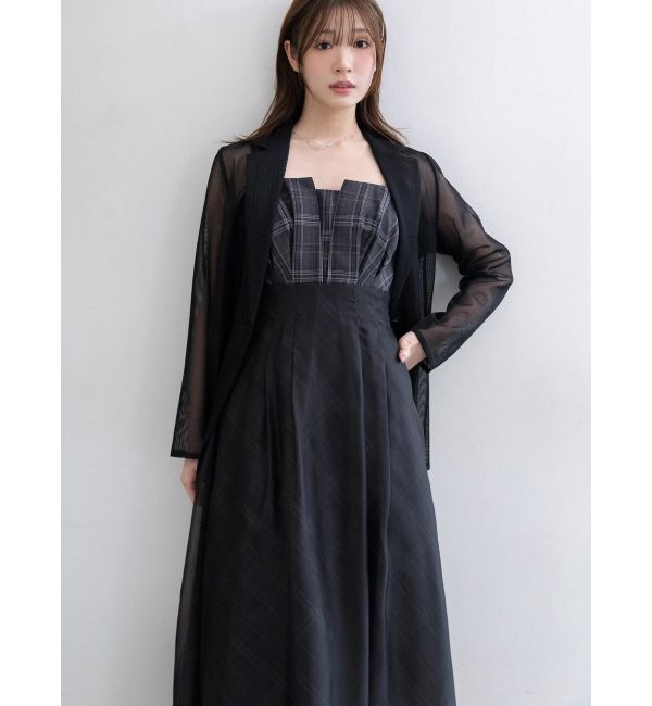 MERCURYDUO「チェックシアーレイヤードキャミワンピース」|ワンピース|