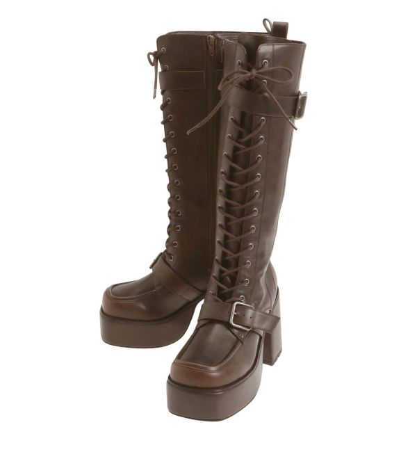 MURUA「レースアップベルトロングブーツ」|ロングブーツ|