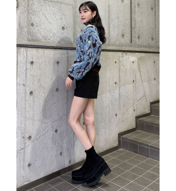 MURUA「プラットフォームスウェードブーツ」|ロングブーツ|