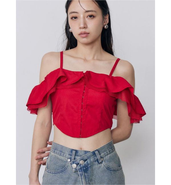 MURUA「ストラップオフショルダーブラウス」|シャツ・ブラウス|レッド