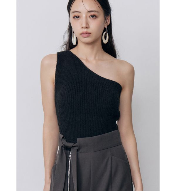 MURUA「カップ付きワンショルニットタンク」|タンクトップ|ブラック