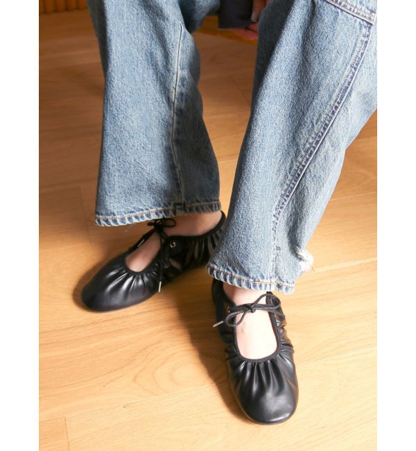 Ungrid「ギャザーフラットシューズ」|その他|ブラック