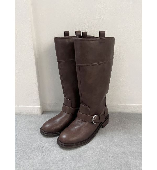 Ungrid「バックルコンビロングブーツ」|ロングブーツ|