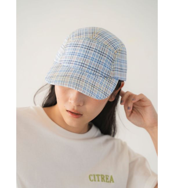 Ungrid「チェックジェットキャップ」|キャップ・キャスケット|ブルー