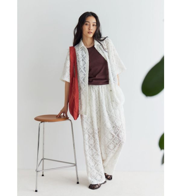 Ungrid「起毛エンブロイダリーハーフスリーブシャツ」|シャツ・ブラウス|