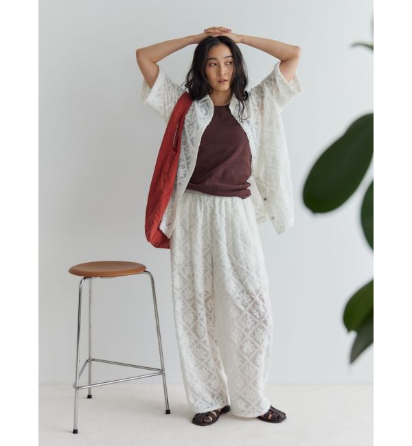 Ungrid「起毛エンブロイダリーハーフスリーブシャツ」|シャツ・ブラウス|