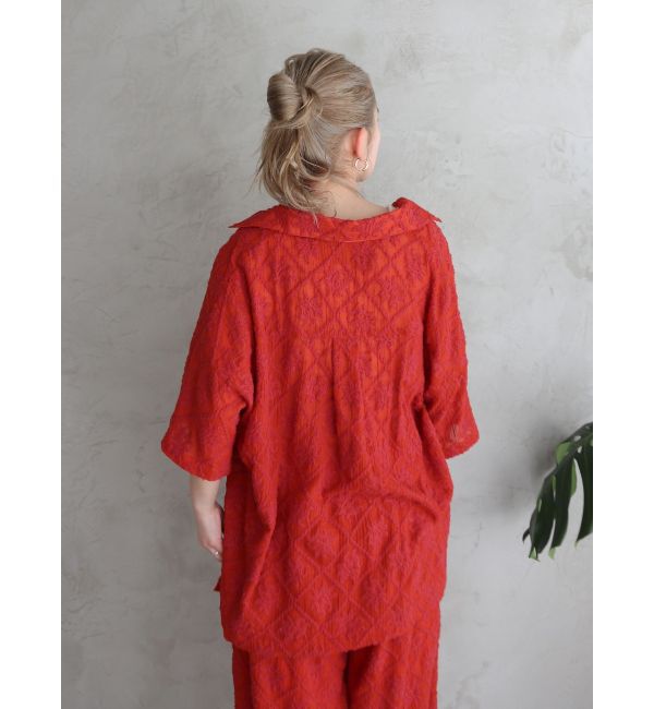 Ungrid「起毛エンブロイダリーハーフスリーブシャツ」|シャツ・ブラウス|