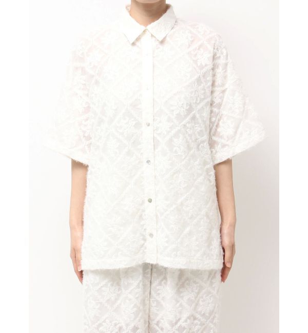 Ungrid「起毛エンブロイダリーハーフスリーブシャツ」|シャツ・ブラウス|