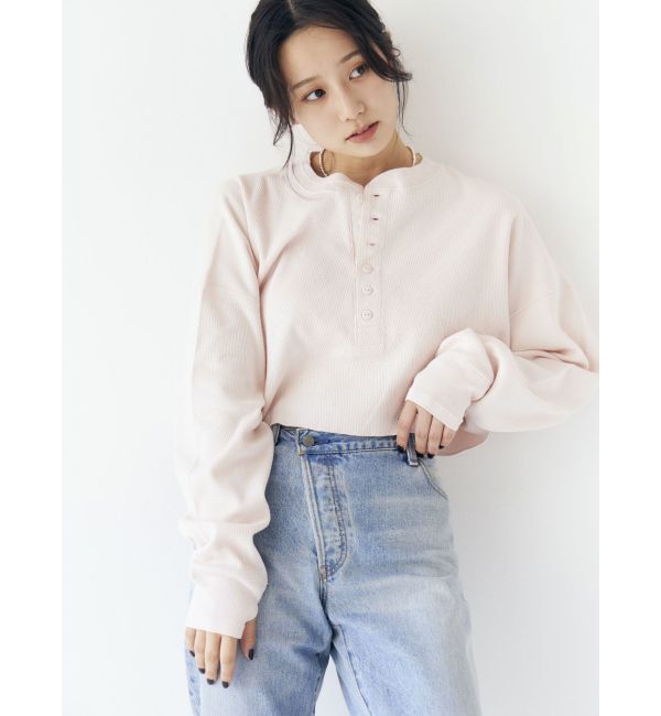 Ungrid「FAITH MILLS別注ヘンリーネックショートロングスリーブTee」|Tシャツ・カットソー|