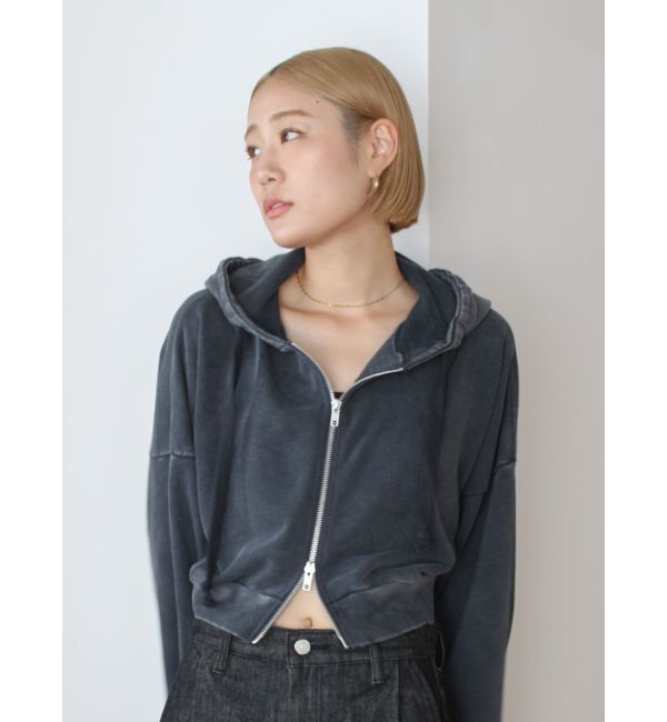 Ungrid「ダブルジップヴィンテージショートパーカー」|パーカー|