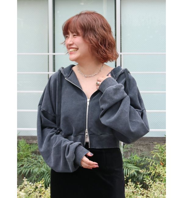 Ungrid「ダブルジップヴィンテージショートパーカー」|パーカー|