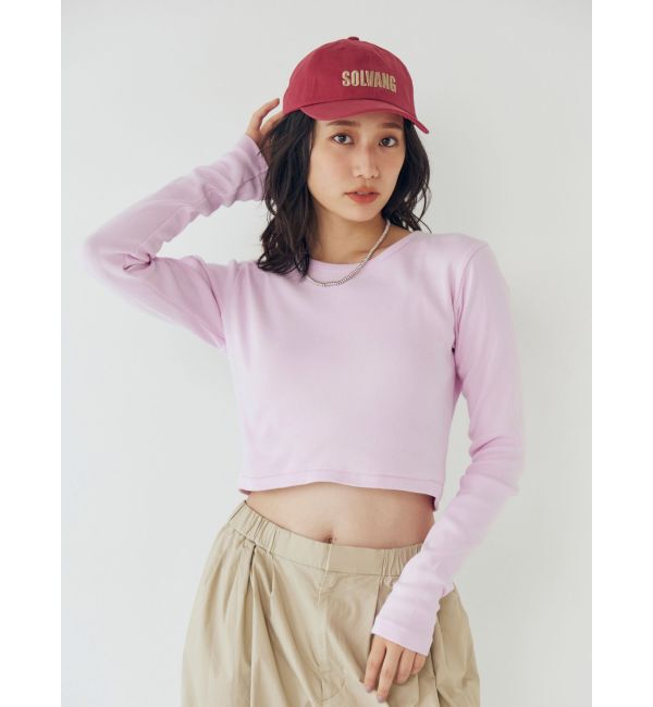 Ungrid「フィットショートロングスリーブTee」|Tシャツ・カットソー|ピンク