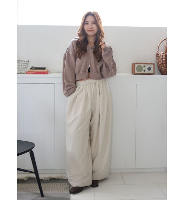 Ungrid「ダブルジップピグメントショートパーカー」|パーカー|