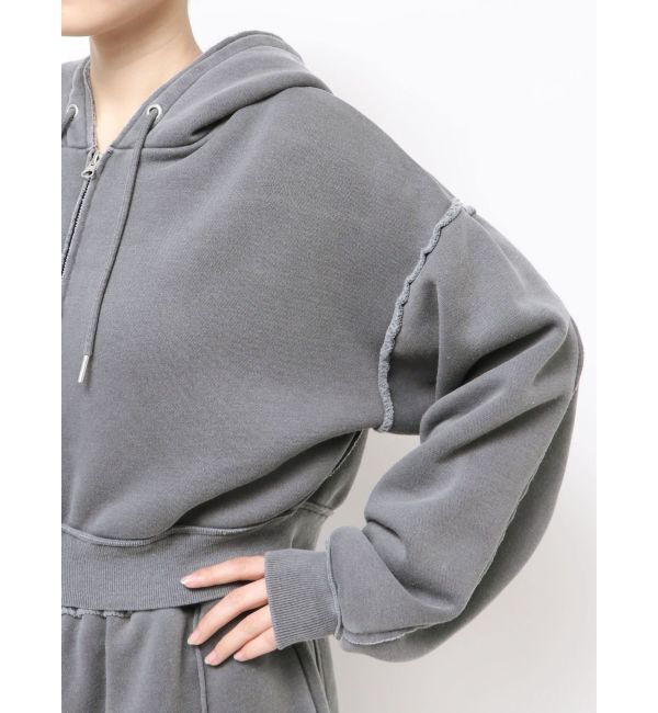 Ungrid「ダブルジップピグメントショートパーカー」|パーカー|