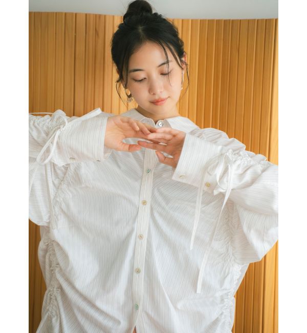 Ungrid「ギャザーデザインルーズシャツ」|シャツ・ブラウス|