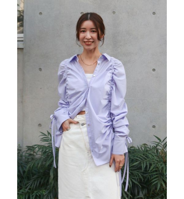 Ungrid「ギャザーデザインルーズシャツ」|シャツ・ブラウス|