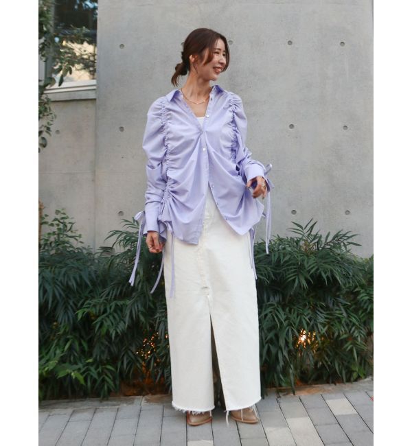 Ungrid「ギャザーデザインルーズシャツ」|シャツ・ブラウス|