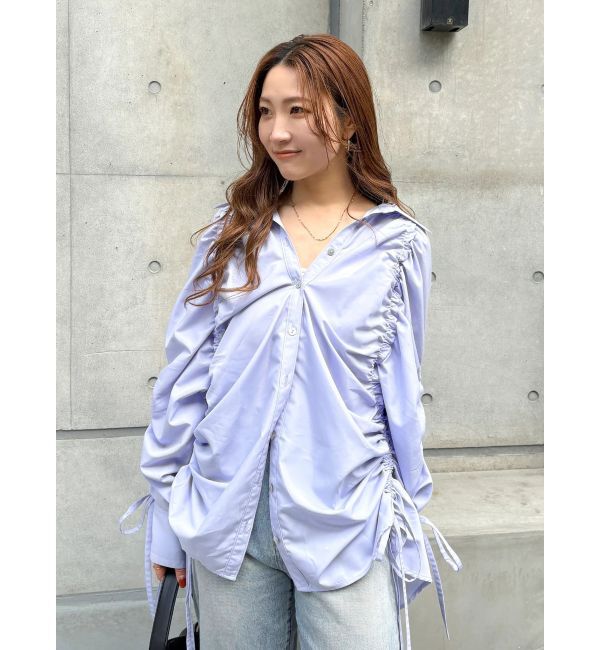 Ungrid「ギャザーデザインルーズシャツ」|シャツ・ブラウス|パープル