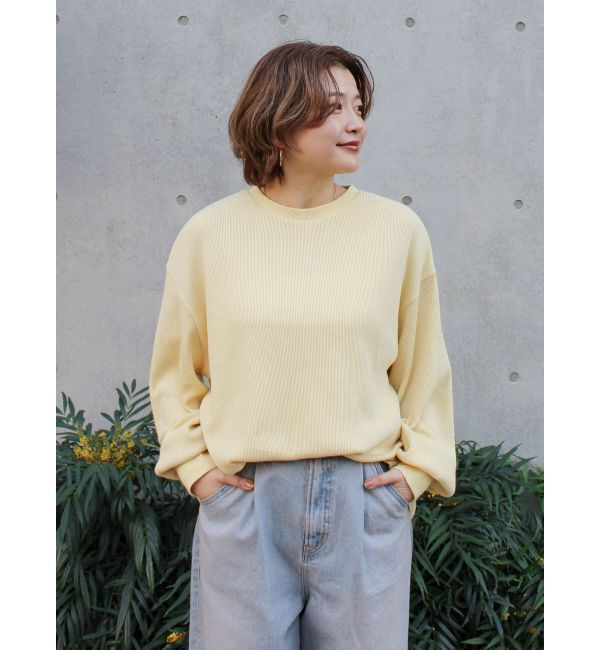 Ungrid「【WEB限定】スリーブボリュームワッフルロングスリーブTee」|Tシャツ・カットソー|イエロー