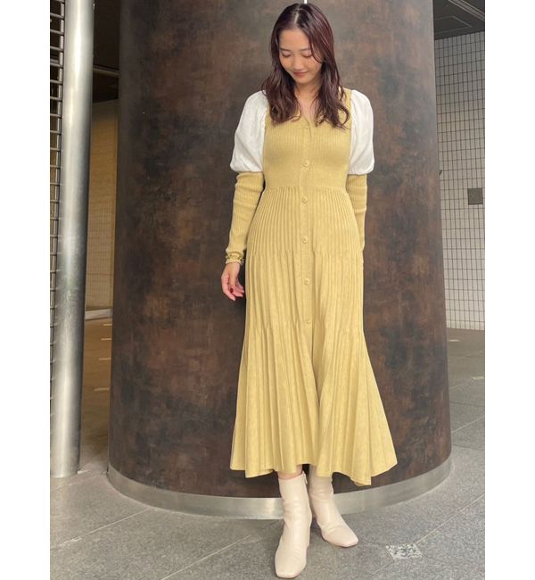 LAGUNAMOON「プリーツニットコンビワンピース」|ワンピース|