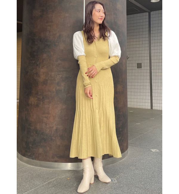 LAGUNAMOON「プリーツニットコンビワンピース」|ワンピース|