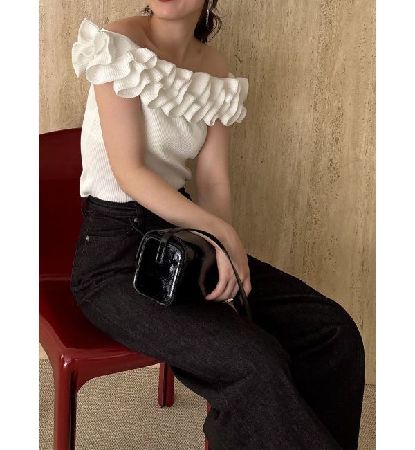 LAGUNAMOON「タックデニムワイドパンツ」|デニム|