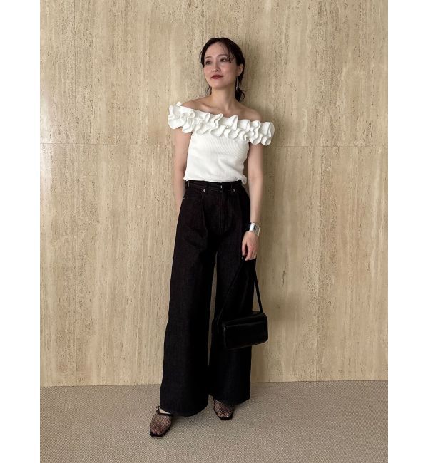 LAGUNAMOON「タックデニムワイドパンツ」|デニム|