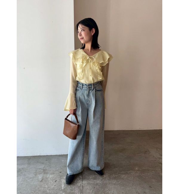 LAGUNAMOON「タックデニムワイドパンツ」|デニム|