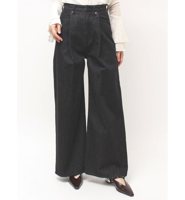 LAGUNAMOON「タックデニムワイドパンツ」|デニム|