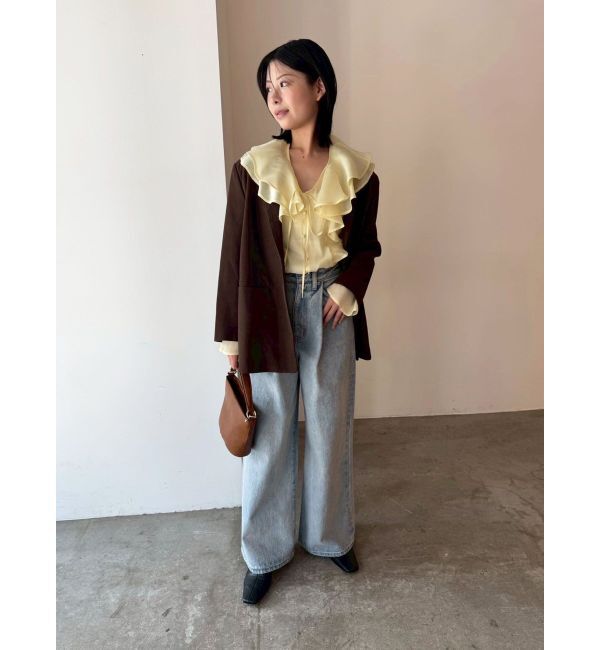 LAGUNAMOON「タックデニムワイドパンツ」|デニム|